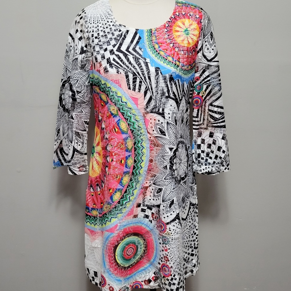 Papillion abstract lace mod shift dress size medium